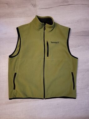 Timberland Men's Olive Green Fleece Zip Vest